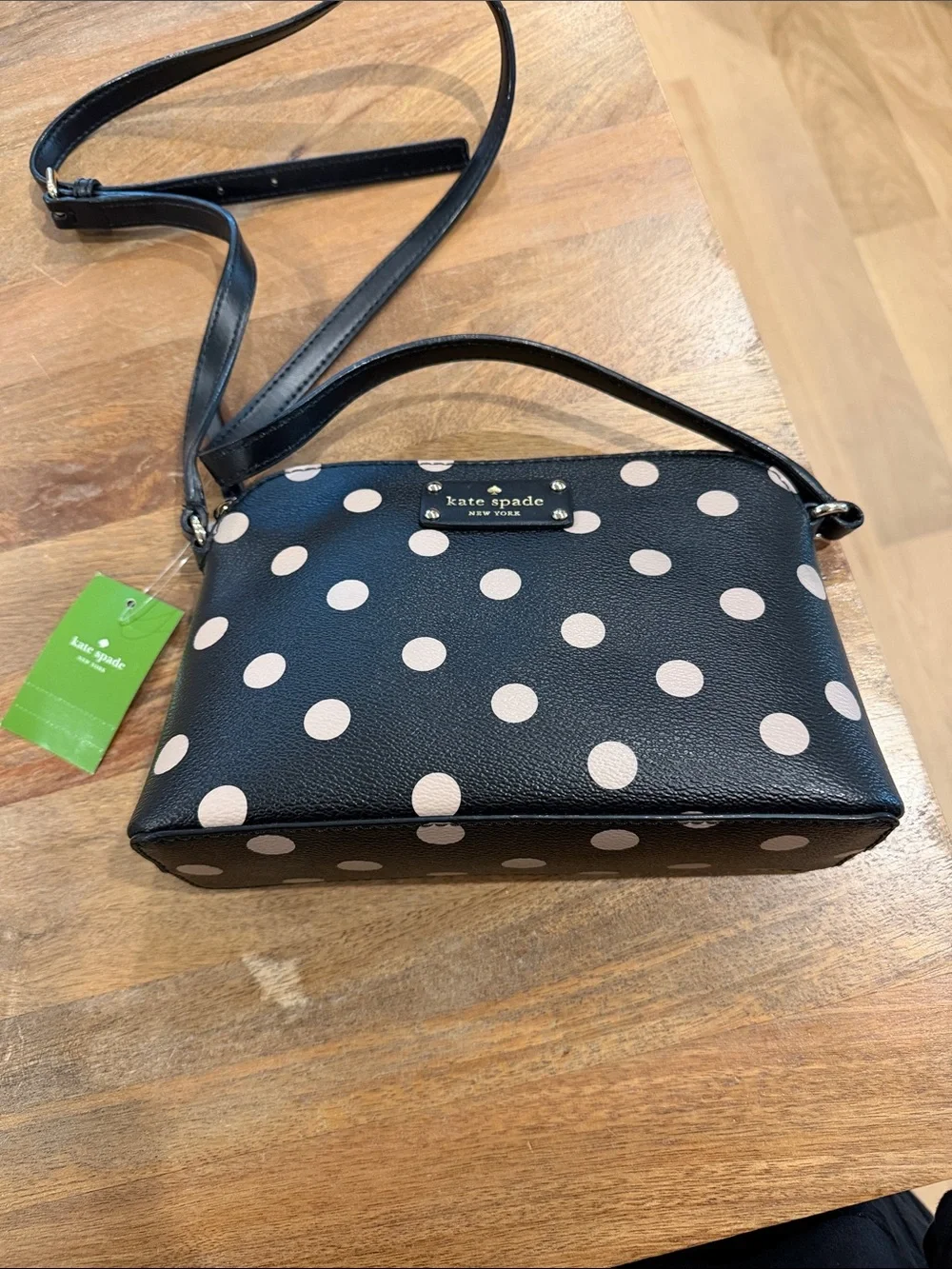 kate spade Black Tote with Light Pink Polka Dots